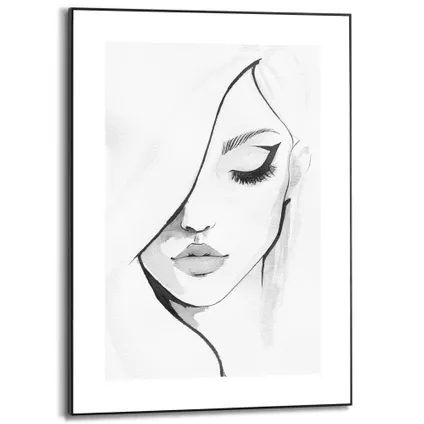 Panneau décoratif Illustration visage femme noir et blanc 50x70cm MDF