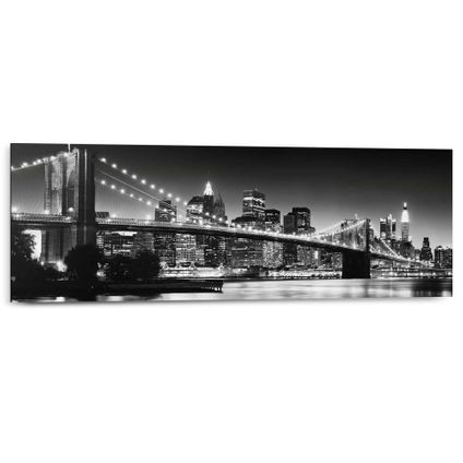 Decoratief paneel Brooklyn bridge manhattan zwart-wit 90x30cm MDF