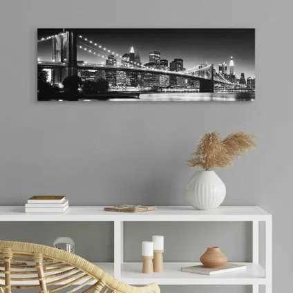 Decoratief paneel Brooklyn bridge manhattan zwart-wit 90x30cm MDF 2
