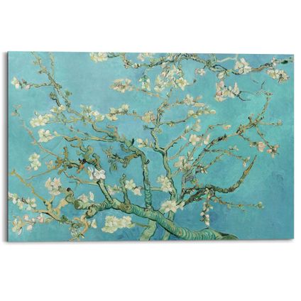 Tableau Amandier en fleurs bleu 90x60cm
