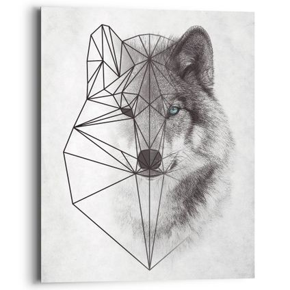 Decoratief paneel Wolf veelhoek 40x50cm MDF