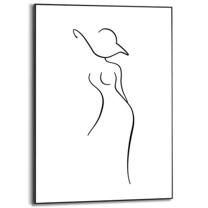 Panneau décoratif Silhouette femme minimaliste noir et blanc 50x70cm MDF