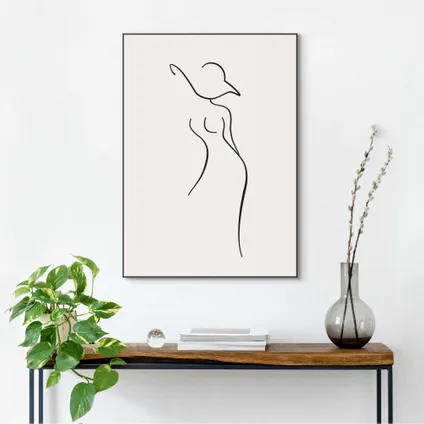 Decoratief paneel Silhouet vrouw minimalistisch zwart-wit 50x70cm MDF 2