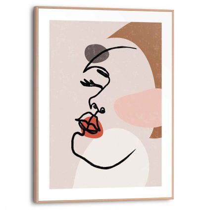 Panneau décoratif visage de femme abstrait pastel 30x40cm MDF