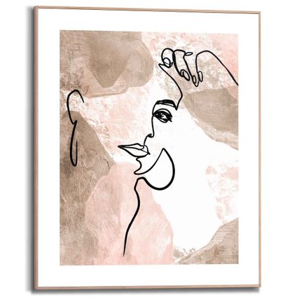 Decoratief paneel abstracte pentekening vrouw gezicht 40x50cm MDF