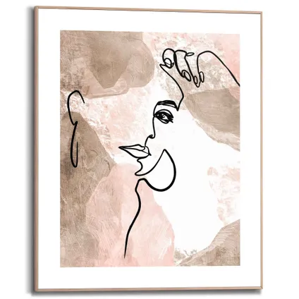 Panneau décoratif dessin au stylo abstrait visage femme 40x50cm MDF