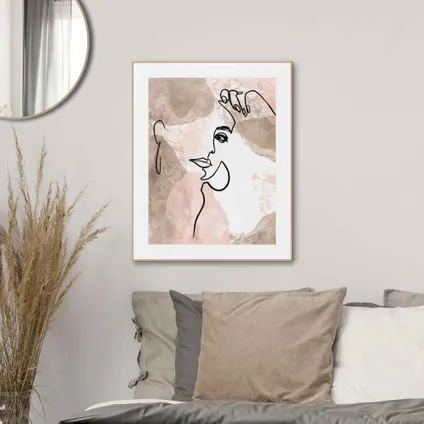 Decoratief paneel abstracte pentekening vrouw gezicht 40x50cm MDF 2