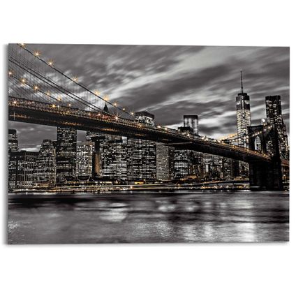 Decoratief paneel Brooklyn bridge manhattan zwart-wit 140x100cm MDF