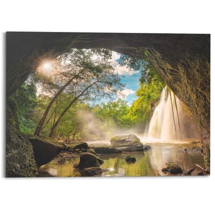 Panneau décoratif Entrée grotte avec cascade 140x100cm MDF