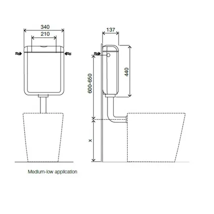 Réservoir WC duobloc AquaVive Lambro 3/6 litres 34x41,5x13,7cm blanc 5