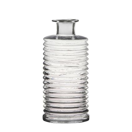 Hakbijl Glass Vaas - transparant - geribbeld - 14 x 31 cm