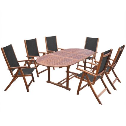 VidaXL 7-delige tuinset massief acaciahout uitschuifbare tafel