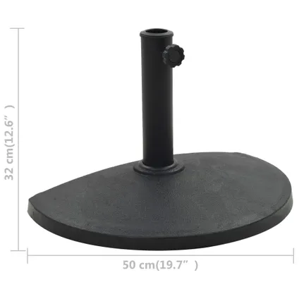 vidaXL Socle demi-rond de parasol Polyrésine 9 kg Noir 7