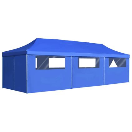 vidaXL Tente de réception pliable avec 8 parois 3x9 m Bleu