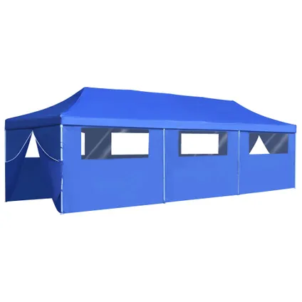 vidaXL Tente de réception pliable avec 8 parois 3x9 m Bleu 3