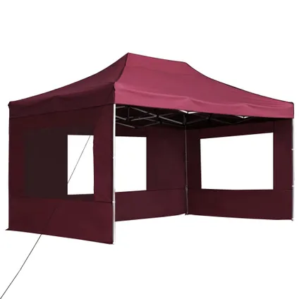 Tente de Réception pliable VidaXL avec parois aluminium 4,5x3m rouge vin 2