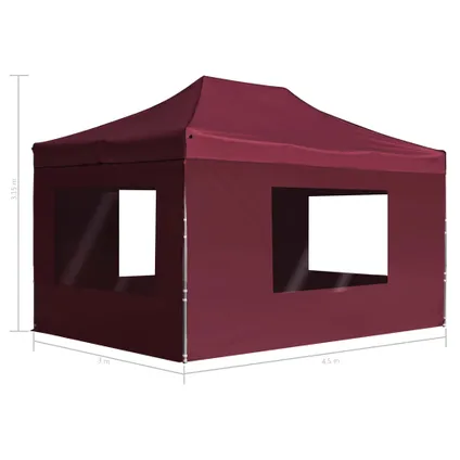 Tente de Réception pliable VidaXL avec parois aluminium 4,5x3m rouge vin 3
