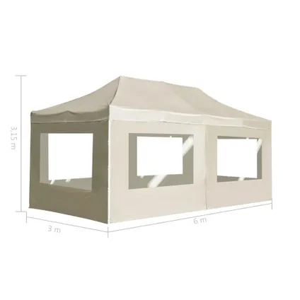 Tente de réception pliable VidaXL avec parois aluminium 6x3m crème 3