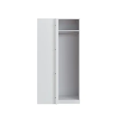 Module armoire d’angle avec trois étagères et tringle à vêtements blanc 200x100cm 2