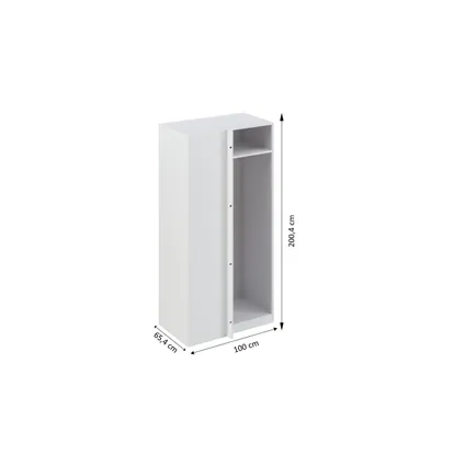Module armoire d’angle avec trois étagères et tringle à vêtements blanc 200x100cm 3