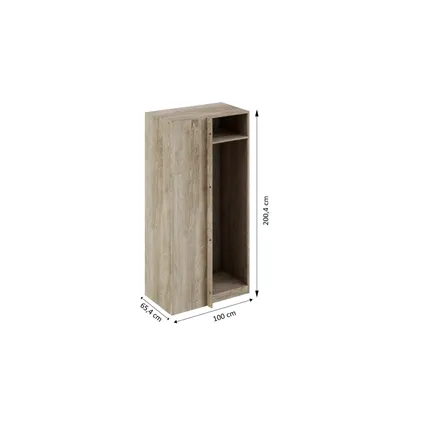 Module armoire d’angle avec trois étagères et tringle à vêtements chêne 200x100cm 3