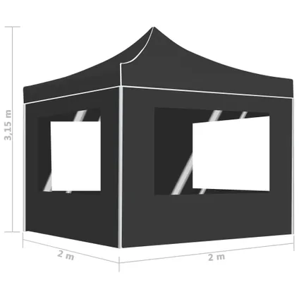 Tente de réception pliable VidaXL aluminium 2x2m anthracite 9