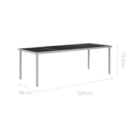 vidaXL Table de jardin Noir 220x90x74,5 cm Acier 5