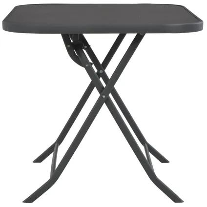vidaXL Table pliable de jardin Gris 100x75x72 cm Verre et acier 2