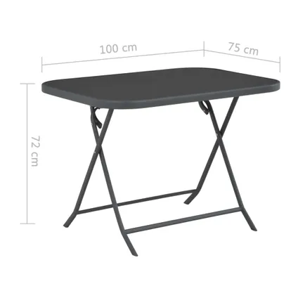 vidaXL Table pliable de jardin Gris 100x75x72 cm Verre et acier 8