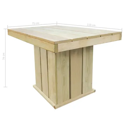 vidaXL Table de jardin 110x75x74 cm Bois de pin imprégné 3