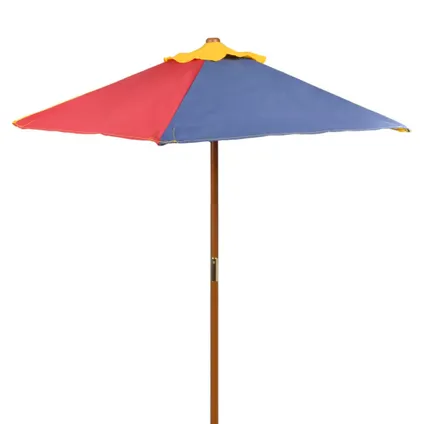 vidaXL Kinderpicknicktafel met banken en parasol hout meerkleurig 3