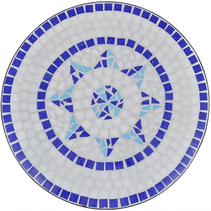 vidaXL Table de bistro Bleu et blanc 60 cm Mosaïque 3