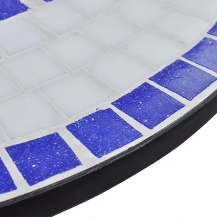 vidaXL Table de bistro Bleu et blanc 60 cm Mosaïque 4