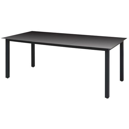 vidaXL Table de jardin Noir 190 x 90 x 74 cm Aluminium et verre