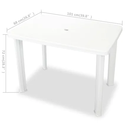 vidaXL Table de jardin Blanc 101 x 68 x 72 cm Plastique 5