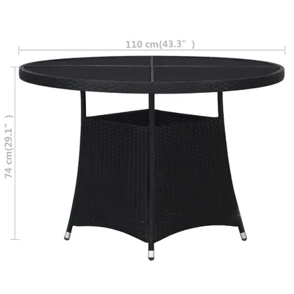 vidaXL Table de jardin Noir 110 x 74 cm Résine tressée 2