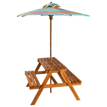 VidaXL picknicktafel + parasol massief acaciahout 79x90x60cm 2