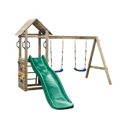 SwingKing speeltoren Maria + glijbaan en schomel groen 295x160x210cm