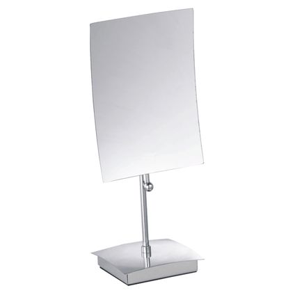 Miroir de maquillage rectangulaire 5x grossissant sur pied chrome 21x13cm