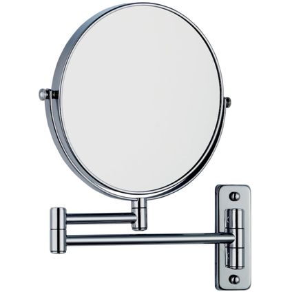Miroir de maquillage rond pivotant grossissant 8x chrome Ø20cm