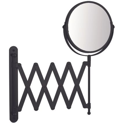 Make-up spiegel rond 3x vergrotend uittrekbaar zwart Ø15cm