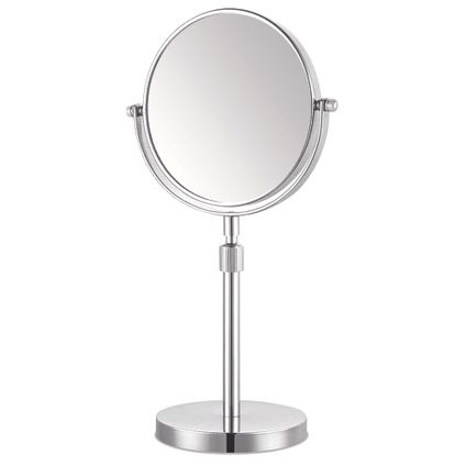 Make-up spiegel rond 5x vergrotend staand chroom Ø15cm