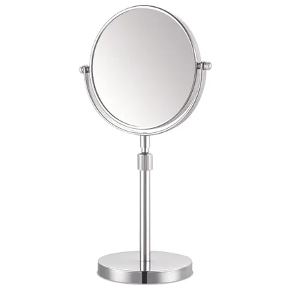 Miroir de maquillage rond grossissant 3x chrome Ø15cm