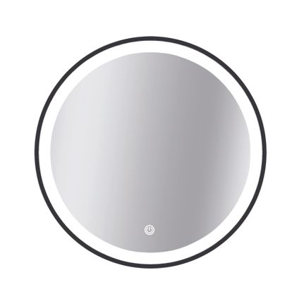 Miroir Swann rond avec éclairage led interrupteur tactile et miroir chauffant noir Ø75cm