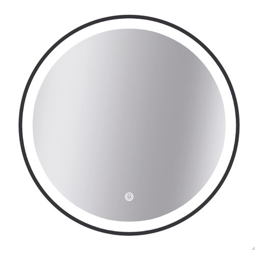 Miroir Swann rond avec éclairage led interrupteur tactile et miroir chauffant noir Ø90cm