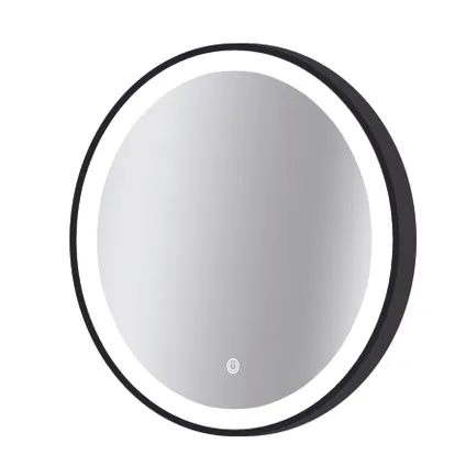 Miroir Swann rond avec éclairage led interrupteur tactile et miroir chauffant noir Ø90cm 2