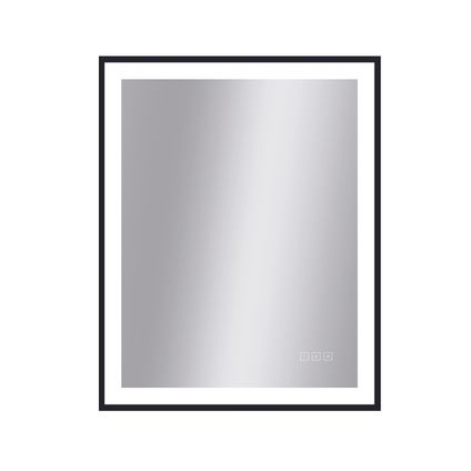Miroir Swann rectangle avec éclairage LED tactile et miroir chauffant noir 75x60cm