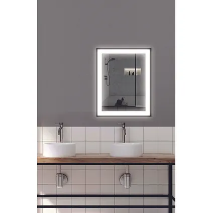 Spiegel Swann rechthoek met ledverlichting touch en spiegelverwarming zwart 75x60cm 3