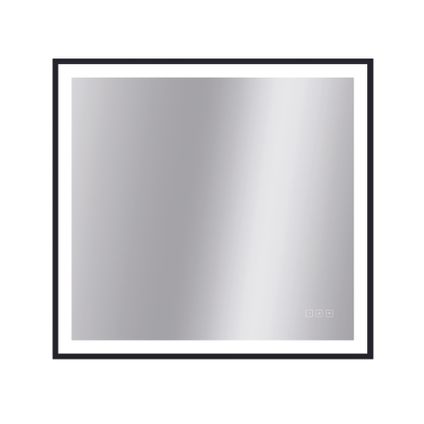 Miroir Swann rectangle avec éclairage LED tactile et miroir chauffant noir 75x80cm