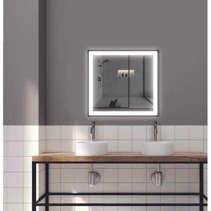Miroir Swann rectangle avec éclairage LED tactile et miroir chauffant noir 75x80cm 3